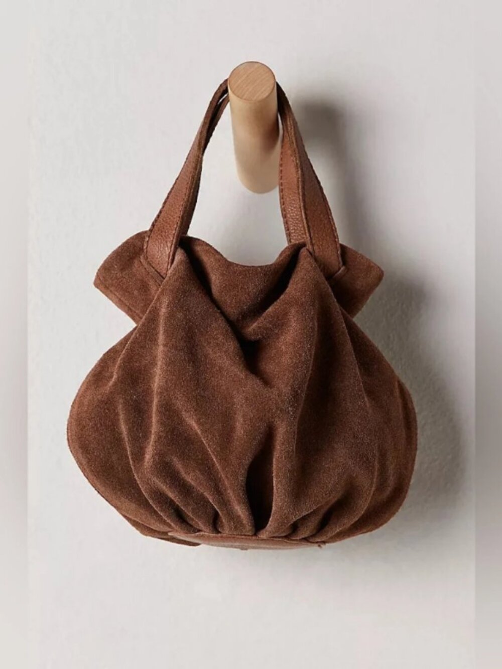 Free People Suki Mini Tote Suede Leather Brown Slouchy Crossbody Bag - NEW - Picture 3 of 12